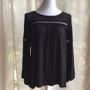 Liz Claiborne black velvet burnout top
